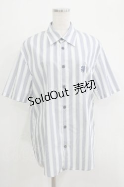 画像1: MILKBOY / LOGO Stripe shirt  ホワイト×ブルー H-25-09-05-065-MB-BL-KB-ZH