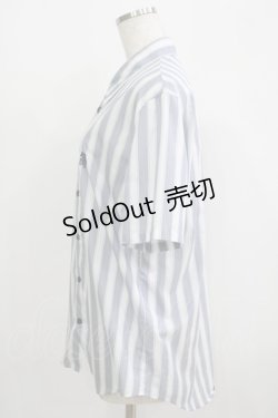画像2: MILKBOY / LOGO Stripe shirt  ホワイト×ブルー H-25-09-05-065-MB-BL-KB-ZH