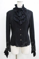 Moi-meme-Moitie / ストレッチタイ付きブラウス  黒 H-25-09-05-066-MO-BL-KB-ZH