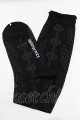 Jane Marple / Tulip lace knee socks  ブラック H-25-09-05-074-JM-ZA-KB-ZH