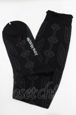 画像1: Jane Marple / Tulip lace knee socks  ブラック H-25-09-05-074-JM-ZA-KB-ZH