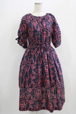 画像1: Jane Marple Dans Le Salon / Marie Antoinette drawstring sleeve dress Free ネイビー H-25-09-05-009-JM-OP-KB-ZH