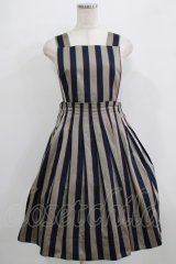 Jane Marple / Regimental stripeのジャンパースカート  グレー×ネイビー H-25-09-05-013-JM-OP-KB-ZH