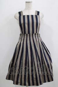 Jane Marple / Regimental stripeのジャンパースカート  グレー×ネイビー H-25-09-05-013-JM-OP-KB-ZH