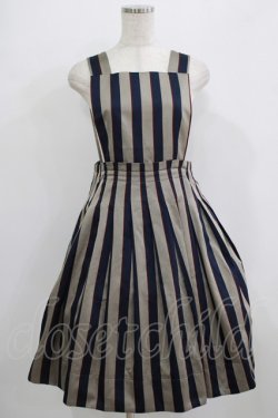 画像1: Jane Marple / Regimental stripeのジャンパースカート  グレー×ネイビー H-25-09-05-013-JM-OP-KB-ZH