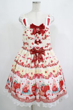 画像1: To Alice / StrawberryRabbitプリントジャンパースカート L イエロー H-25-09-06-001-LO-OP-NS-ZH