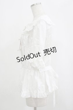 画像2: metamorphose / 【プラスサイズ】ハートレースシャーリング半袖ブラウス プラスサイズ オフ H-25-09-06-029-ME-BL-NS-ZH