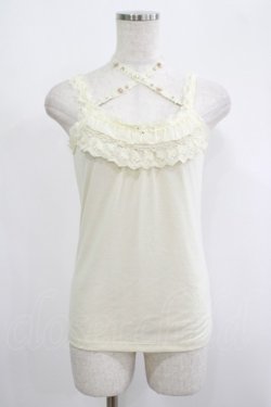 画像1: axes femme / クロスストラップビジューフラワータンク M 生成り H-25-09-06-039-AX-TO-NS-ZH