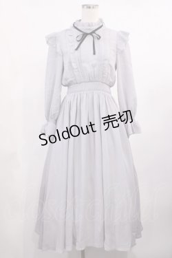 画像1: tocco closet / 配色リボン付きフリル×シャーリングワンピース M グレー H-25-09-06-1011-LO-OP-NS-ZH