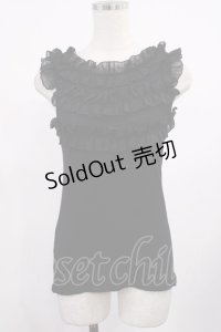 JESUS DIAMANTE / シフォンフリルキャミソール Free ブラック H-25-09-06-1017-JE-TO-NS-ZH