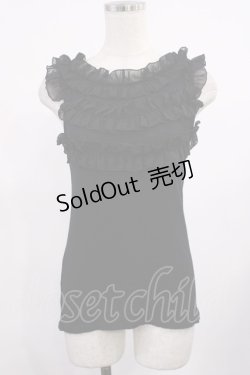 画像1: JESUS DIAMANTE / シフォンフリルキャミソール Free ブラック H-25-09-06-1017-JE-TO-NS-ZH