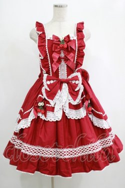 画像1: BABY,THE STARS SHINE BRIGHT / ゆらゆらいちごのStrawberry Gardenジャンパースカート Free エンジ H-25-09-06-006-BA-OP-NS-ZH