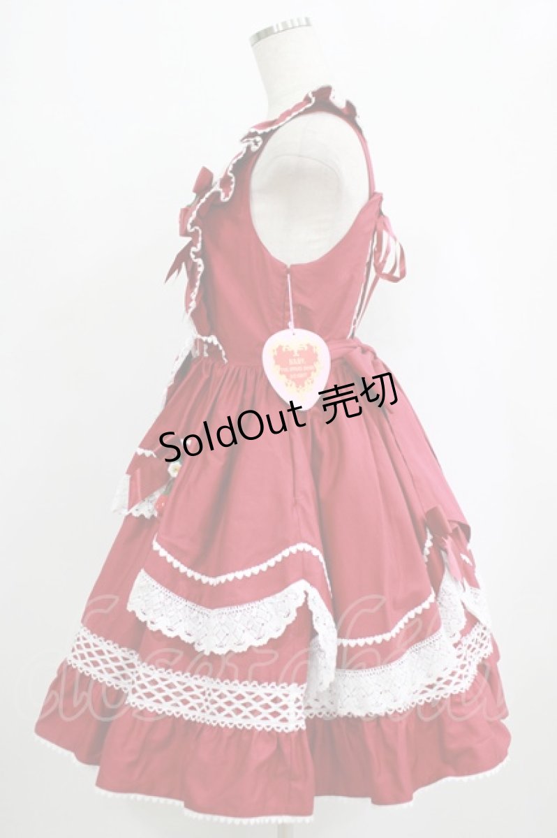 画像2: BABY,THE STARS SHINE BRIGHT / ゆらゆらいちごのStrawberry Gardenジャンパースカート Free エンジ H-25-09-06-006-BA-OP-NS-ZH (2)