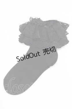 画像1: metamorphose / ラッセルレースクルーソックス  ブラック H-25-09-06-062-ME-ZA-NS-ZH