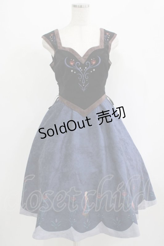 画像1: Secret Honey / スノーマウンテン ジャンパードレス(Frozen Anna ver.) Free ブラック/ネイビー H-25-09-06-007-CA-OP-NS-ZH (1)