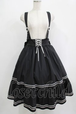 画像1: metamorphose / 【プラスサイズ】セーラー肩ひも付きスカート プラスサイズ ブラック H-25-09-06-009-ME-SK-NS-ZH