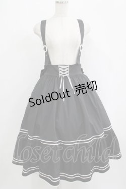 画像1: metamorphose / 【プラスサイズ】セーラー肩ひも付きスカート プラスサイズ ブラック H-25-09-06-009-ME-SK-NS-ZH