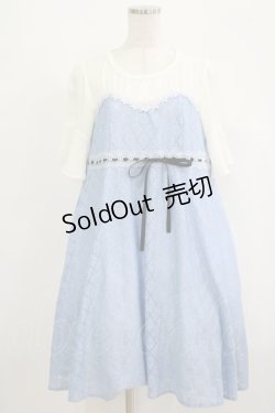 画像1: axes femme POETIQUE / ビスチェ風半袖ワンピース M サックス H-25-09-06-018-AX-OP-NS-ZH