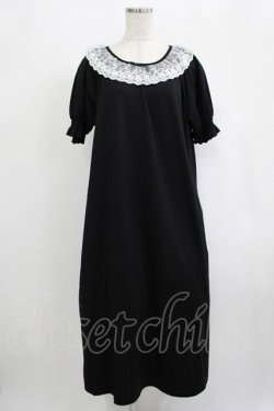 画像1: m petit by misako / レース襟カットワンピース L ブラック H-25-09-06-020-LO-OP-NS-ZH