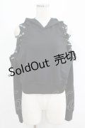 NieR Clothing / オフショルショートパーカー  ブラック H-25-09-07-028-PU-TO-KB-ZH