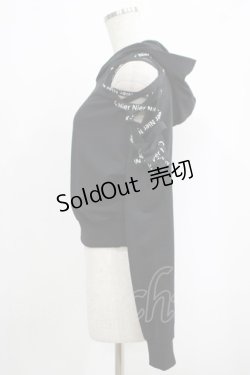 画像2: NieR Clothing / オフショルショートパーカー  ブラック H-25-09-07-028-PU-TO-KB-ZH