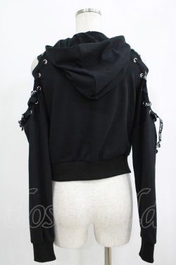 画像3: NieR Clothing / オフショルショートパーカー  ブラック H-25-09-07-028-PU-TO-KB-ZH