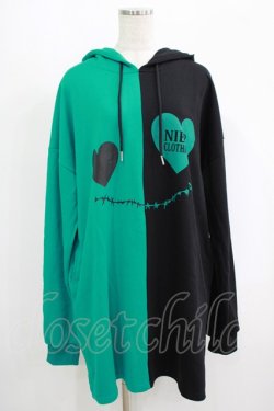 画像1: NieR Clothing / TWO-TONE LONG PARKA  ブラック×グリーン H-25-09-07-029-PU-TO-KB-ZH