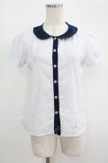 MILK / グッドガールブラウス  サックス×ネイビー H-25-09-07-034-ML-BL-KB-ZH