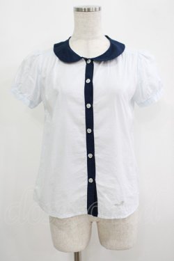 画像1: MILK / グッドガールブラウス  サックス×ネイビー H-25-09-07-034-ML-BL-KB-ZH