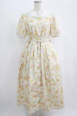 Melody BasKet / Blooming poppyフロントボタンワンピース M イエロー H-25-09-07-004-LO-OP-KB-ZT340