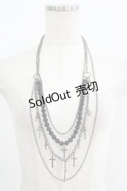 画像1: Ozz Croce / クロスチャームチェーンネックレス  ブラックシルバー H-25-09-07-047-OO-AC-KB-ZH