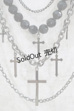 画像2: Ozz Croce / クロスチャームチェーンネックレス  ブラックシルバー H-25-09-07-047-OO-AC-KB-ZH