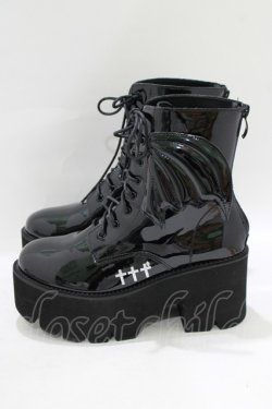 画像2: NieR Clothing / WING厚底ブーツ EU37(約23.5cm) ブラック H-25-09-07-078-PU-SH-KB-ZH