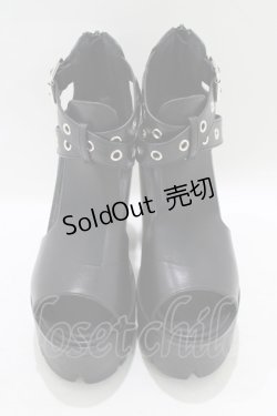 画像1: NieR Clothing / ヒールサンダル 36(約23cm) ブラック H-25-09-07-079-PU-SH-KB-ZH