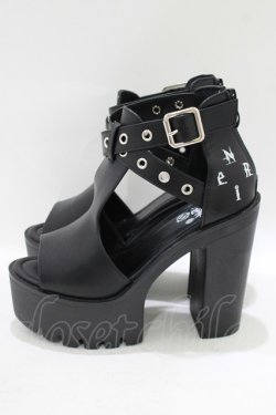 画像2: NieR Clothing / ヒールサンダル 36(約23cm) ブラック H-25-09-07-079-PU-SH-KB-ZH
