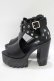 画像2: NieR Clothing / ヒールサンダル 36(約23cm) ブラック H-25-09-07-079-PU-SH-KB-ZH (2)