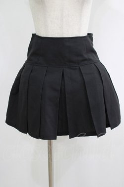 画像1: NieR Clothing / レースアッププリーツミニスカート  黒 H-25-09-07-010-PU-SK-KB-ZH