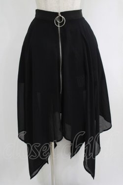画像1: NieR Clothing / フロントZIPシアーレイヤード風スカート  黒 H-25-09-07-011-PU-SK-KB-ZH