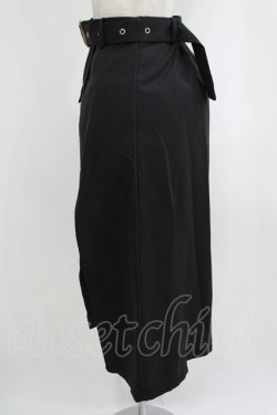 画像2: NieR Clothing / レイヤード風ベルト付スカート  ブラック H-25-09-07-012-PU-SK-KB-ZH