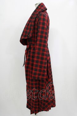 画像2: Ozz Croce / 刺繍衿チェックロングジャケット  赤 H-25-09-07-013-OO-JA-KB-ZH
