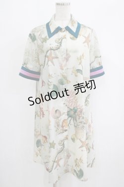 画像1: MILK / sea creaturesシャツワンピース  グリーン H-25-09-07-016-ML-OP-KB-ZH