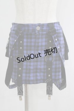 画像1: ALGONQUINS / サス付チェックミニスカート  青 H-25-09-07-019-AL-SK-KB-ZH