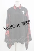 NieR Clothing / 着物風袖ブロッキングシャツ  黒 H-25-09-07-021-PU-BL-KB-ZH