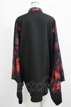 画像3: NieR Clothing / 着物風袖ブロッキングシャツ  黒 H-25-09-07-021-PU-BL-KB-ZH