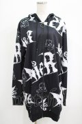 NieR Clothing / 総柄ZIPパーカー  黒 H-25-09-07-024-PU-TO-KB-ZH