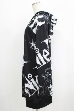 画像2: NieR Clothing / 総柄ZIPパーカー  黒 H-25-09-07-024-PU-TO-KB-ZH