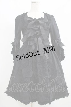 画像1: AND ROMEO / グログランリボンワンピース Free ブラック H-25-09-08-027-LO-OP-NS-ZH