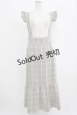 画像1: DearMyLoveRose / フリルサスペンダー付きマーメイドスカート LL ブラウンチェック H-25-09-08-035-EL-OP-NS-ZH
