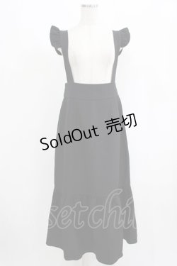 画像1: DearMyLoveRose / フリルサスペンダー付きマーメイドスカート LL ブラック H-25-09-08-036-EL-OP-NS-ZH