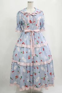 Chalmiere / チェリーバニー柄ワンピース M サックス H-25-09-08-004-PU-OP-NS-ZH